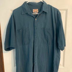 banana republic cotton button up shirt short sleeves turquoise